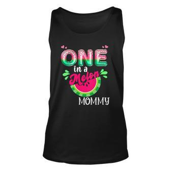 Womens One In A Melon Mom Outfit Birthday Matching Group Summer V-Neck Tank Top | Mazezy AU