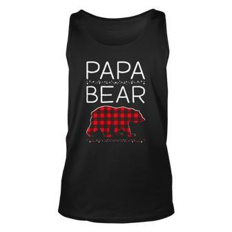 Papa Bear Christmas Pajamas Matching Family Plaid Men Unisex Tank Top | Mazezy