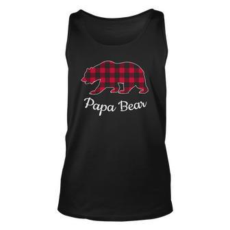 Papa Bear Pajama Red Buffalo Plaid Unisex Tank Top | Mazezy
