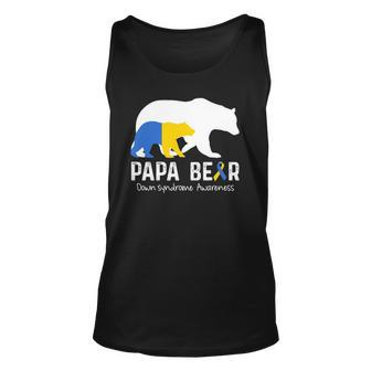 Papa Bear Support Down Syndrome Awareness Fathers Day Unisex Tank Top | Mazezy