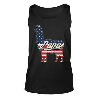 Papa Llama 4Th Of July American Flag Patriotic Dad Father Unisex Tank Top - Seseable