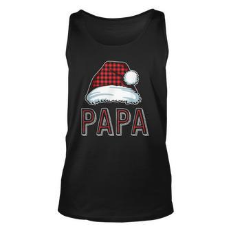 Papa Santa Plaid Red Family Matching Christmas Pajamas Unisex Tank Top | Mazezy
