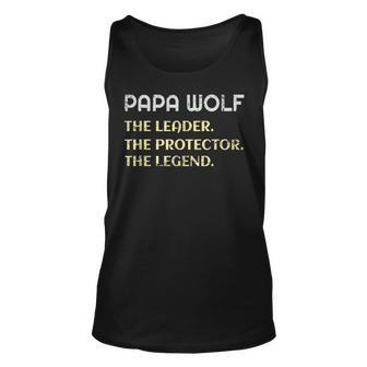 Papa Wolf The Leader The Protector The Legend Funny Unisex Tank Top - Thegiftio UK