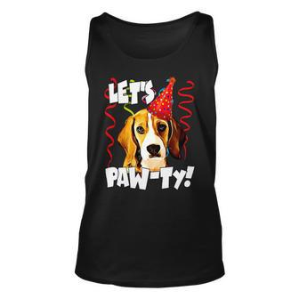 Party Lets Pawty 8 Beagle Dog Unisex Tank Top - Seseable