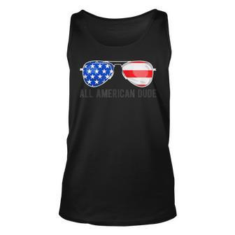 Patriotic 4Th Of July All American Dude Usa Vintage Flag Unisex Tank Top - Seseable