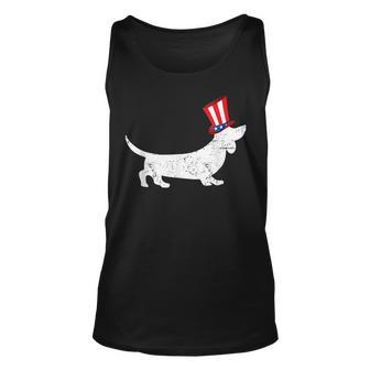 Patriotic American Dachshund 4Th Of July Uncle Sam Unisex Tank Top - Seseable