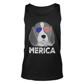 Patriotic American Usa Flag Funny Merica Beagle 54 Beagle Dog Unisex Tank Top - Seseable