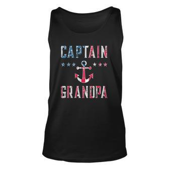 Patriotic Captain Grandpa American Flag Boating 4Th Of July Unisex Tank Top | Mazezy