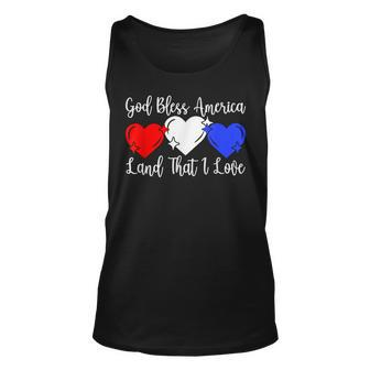 Patriotic Fourth Of July Hearts For Women God Bless America Unisex Tank Top - Thegiftio UK