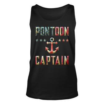 Patriotic Pontoon Captain Vintage Us Flag July 4Th Boating Unisex Tank Top - Seseable