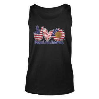 Peace Love America 4Th July Patriotic Sunflower Heart Sign Unisex Tank Top - Seseable