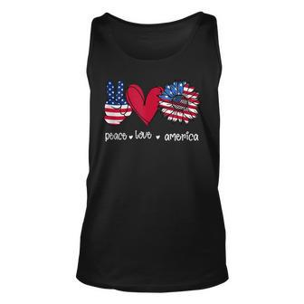 Peace Love America 4Th July Patriotic Sunflower Heart Sign V2 Unisex Tank Top - Seseable