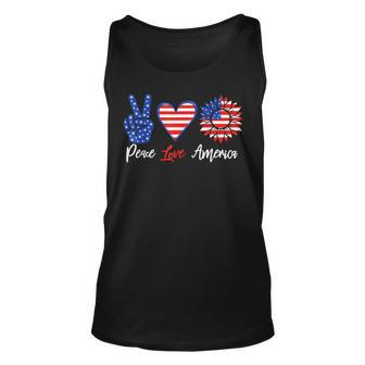 Peace Love America Funny 4Th Of July Sunflower Unisex Tank Top - Seseable