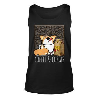 Pembroke Welsh Corgi Dog Coffee Lover Caffeine Corgi Mom Dad Unisex Tank Top - Monsterry AU