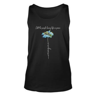 Womens All The People Imagine Living Life In Peace Daisy Flower Tank Top | Mazezy