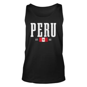 Peru Est 1821 Peruvian Flag Roots Pride Vintage Peru Raglan Baseball Tee Tank Top | Mazezy