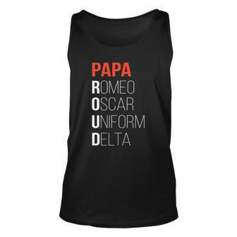 Phonetic Alphabet Proud Papa Tee I Army Dad Fathers Day Tank Top | Mazezy
