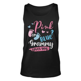 Pink Or Blue Grammy Loves You Baby Gender Reveal Unisex Tank Top - Seseable