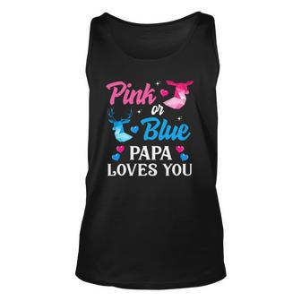 Pink Or Blue Papa Loves You Gender Reveal Family Unisex Tank Top | Mazezy