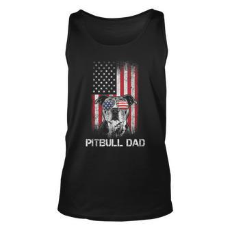 Pitbull American Flag 4Th Of July Pitbull Dad Dog Lover Unisex Tank Top - Seseable