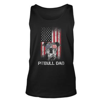 Pitbull American Flag 4Th Of July Pitbull Dad Mom Dog Lover Unisex Tank Top - Seseable