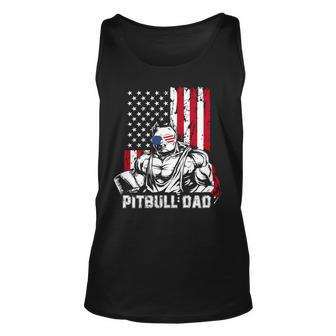 Pitbull Dad Muscle Pet Dog Lover American Flag 4Th Of July Unisex Tank Top - Seseable