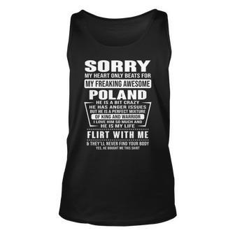 Poland Name Gift Sorry My Heart Only Beats For Poland Unisex Tank Top - Seseable
