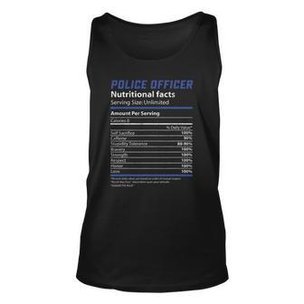 Police Officer Nutrition Facts Funny Cop Deputy Gift Unisex Tank Top | Mazezy