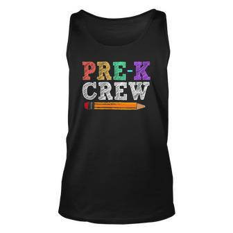Pre K Crew Funny Pre K Teachers Gift Back To School Unisex Tank Top | Mazezy