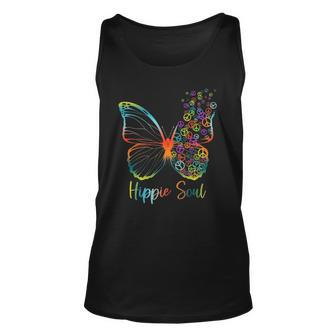 Pretty Hippie Soul Butterfly With Peace Signs Hippie Unisex Tank Top | Mazezy