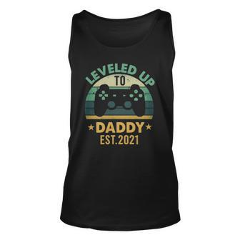 Promoted To Daddy Est 2021 Leveled Up To Daddy & Dad Unisex Tank Top | Mazezy