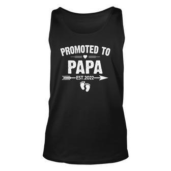 Promoted To Papa Est 2022 Gift New Grandad First Grandad Unisex Tank Top | Mazezy