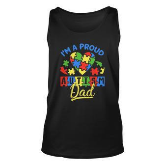 Proud Autism Dad Awareness Father Day Autistic Son Daughter Unisex Tank Top | Mazezy