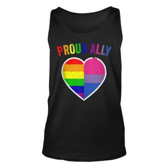 Proud Bisexual Ally Lgbt Heart Rainbow Flags Gay Pride Unisex Tank Top - Thegiftio UK