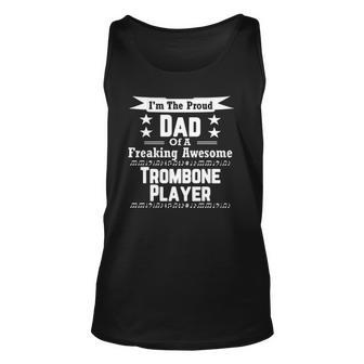 Proud Dad Awesome Trombone Player Marching Band Unisex Tank Top | Mazezy