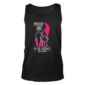 Mens Proud Dad Breast Cancer Awareness Pink Ribbon Girl Warrior Tank Top | Mazezy