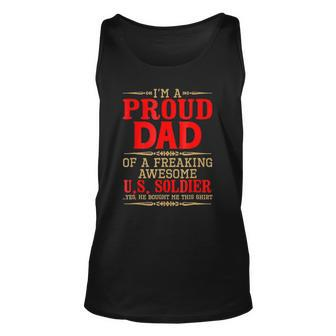 Proud Dad Freaking Awesome Soldier Fathers Day Quotes Gift Unisex Tank Top | Mazezy