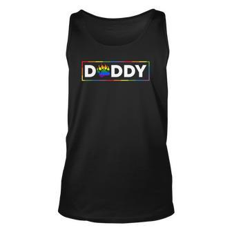 Mens Proud Gay Daddy Bear Paw Pride Rainbow Lgbtq Dad Fathers Day Tank Top | Mazezy