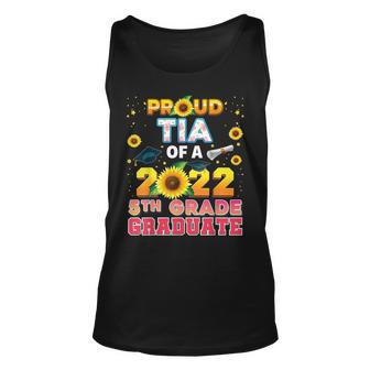 Proud Tia Of A Class 2022 5Th Grade Graduate Sunflower Last Unisex Tank Top - Thegiftio UK