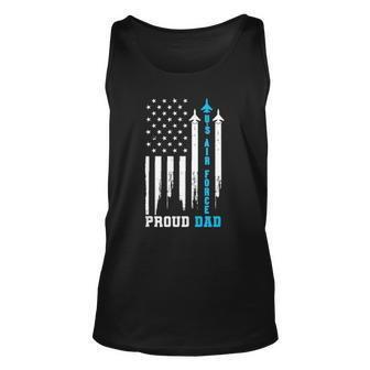 Proud Us Air Force Dad Rocket America Flag Fathers Day Gift Unisex Tank Top | Mazezy