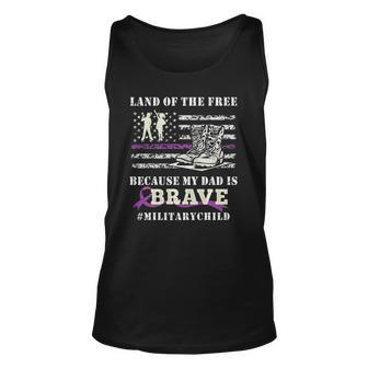 Purple Up Military Kids Land Of The Free Usa Flag Unisex Tank Top | Mazezy