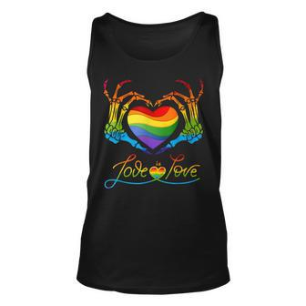 Rainbow Heart Skeleton Love Is Love Lgbt Gay Lesbian Pride Unisex Tank Top | Mazezy