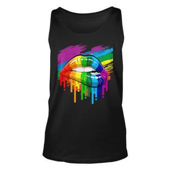 Rainbow Lips Lgbt Pride Month Rainbow Flag Unisex Tank Top | Mazezy