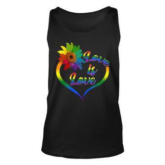 Rainbow Sunflower Love Is Love Lgbt Gay Lesbian Pride V2 Unisex Tank Top | Mazezy