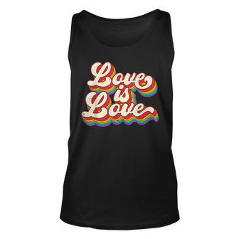 Rainbow Vintage Love Is Love Lgbt Gay Lesbian Pride Unisex Tank Top | Mazezy