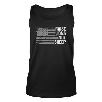 Raise Lions American Flag Not Sheep Patriotic Lion Men Women Tank Top | Mazezy
