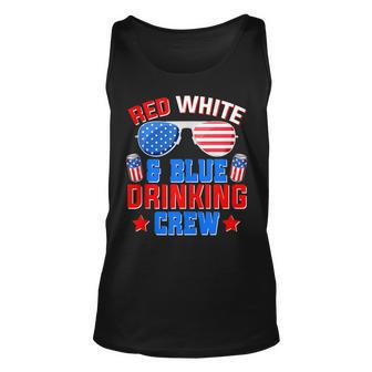 Red White And Blue Drinking Crew 4Th Of July Sunglasses Unisex Tank Top - Seseable