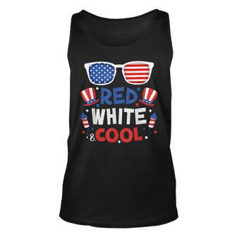 Red White And Cool Sunglasses 4Th Of July Toddler Boys Girls Unisex Tank Top - Seseable