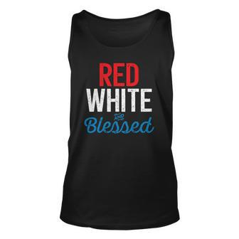 Red White And Blessed Independence Day 4Th Of July Patriotic Tank Top | Mazezy