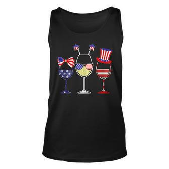 Red Wine And Blue 4Th Of July Red White Blue Wine Glasses Unisex Tank Top - Seseable